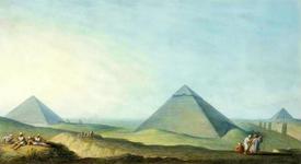 View of the Great Pyramid of Giza , watercolor
