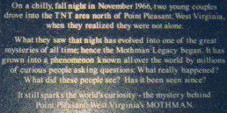 Mothman Plaque-Point Pleasant, West Virginia Mothman Plaque-Point Pleasant, West Virginia